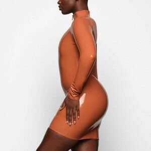 SKIMS Latex Long Sleeve Dress - Bronze - Medium